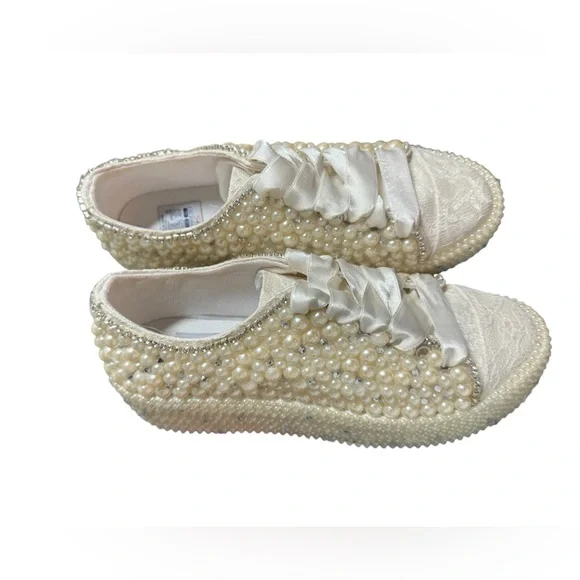 Stilo Cream Textured Espadrilles with Shimmery Finish|Made in Turkey. - Picture 11 of 12